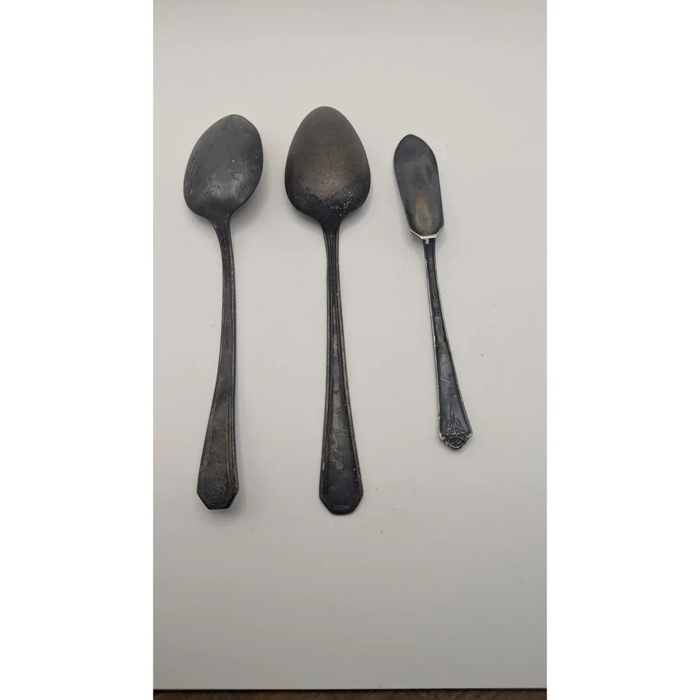 Vintage W Rogers Mfg Co Spoons Holmes & Edwards Butter‎ Spreader Silverplate 3pc